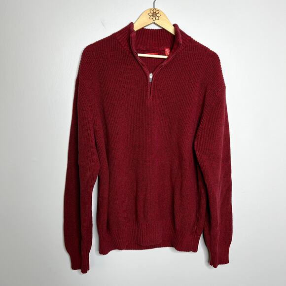 Izod Red Quarter Zip Knit Sweater - Picture 1 of 4
